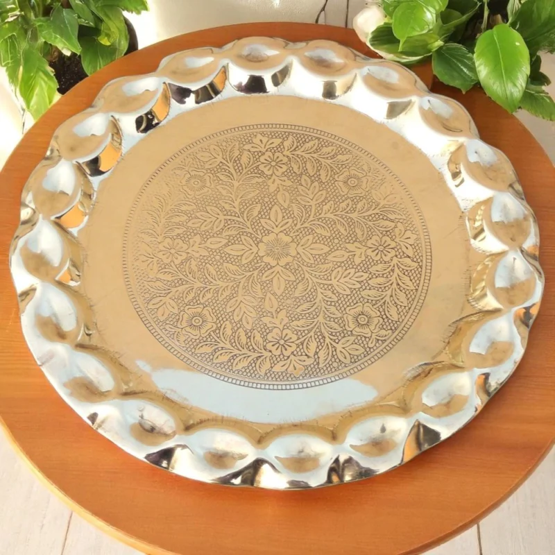Brass Serving Plate, 9.5 inch
