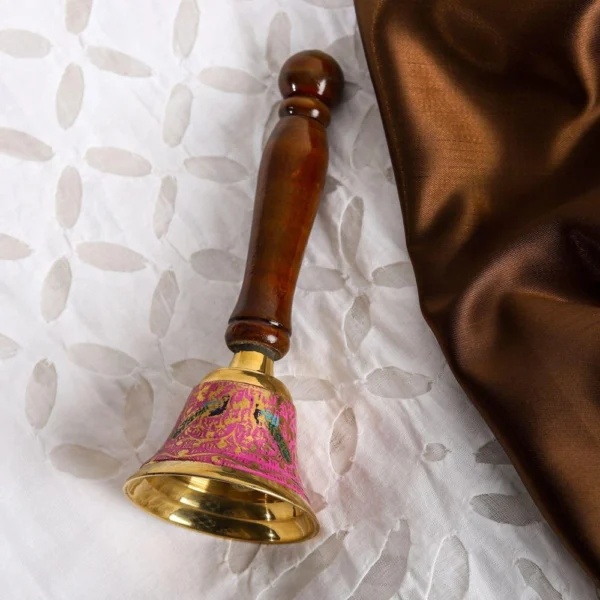 Brass Hand Bell (Ghanti), 6.2 inch, brass, Vedikcraft Moradabad