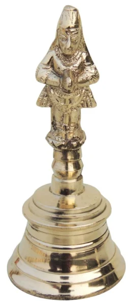Brass Hand Bell (Ghanti), 5 inch, brass, Vedikcraft Moradabad