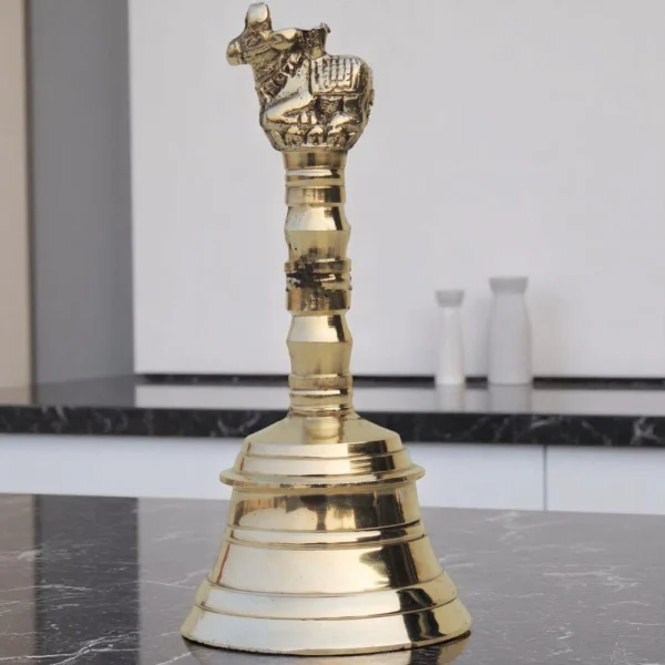 Brass Hand Bell (Ghanti), 3.2 inch, brass, Vedikcraft Moradabad