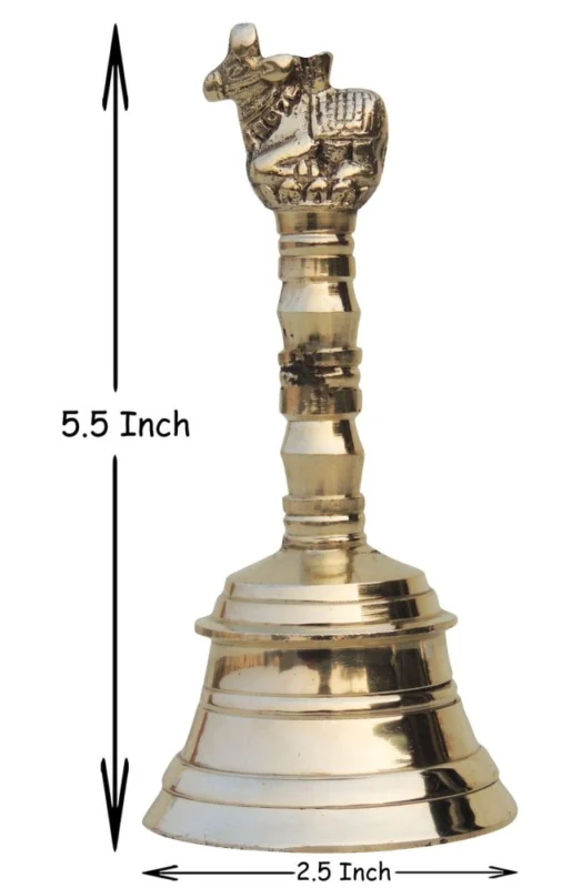Brass Hand Bell (Ghanti), 5.5 inch, design F681-E