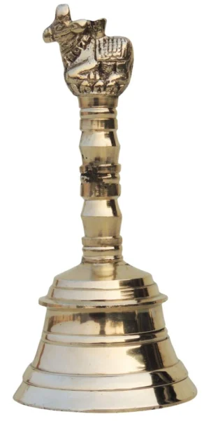 Brass Hand Bell (Ghanti), 5.5 inch, brass, Vedikcraft Moradabad
