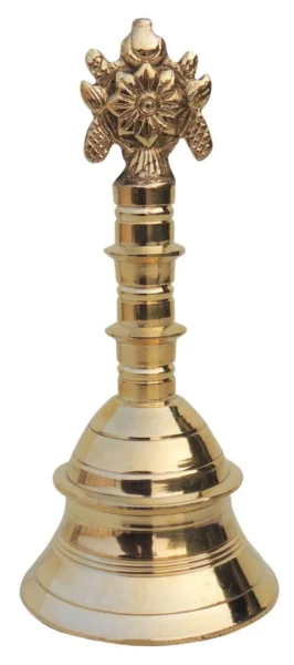 Brass Hand Bell (Ghanti), 8.2 inch, brass, Vedikcraft Moradabad