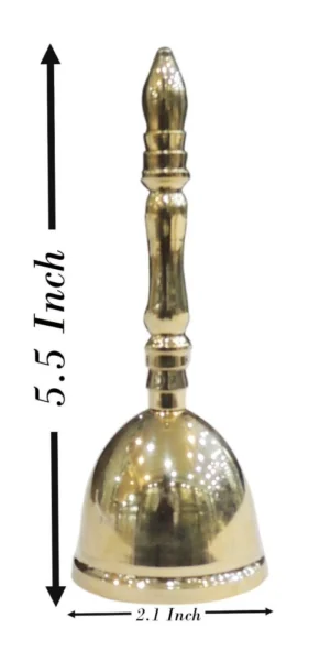 Brass Hand Bell (Ghanti), 5.5 inch, design Z636-D, brass, Vedikcraft Moradabad