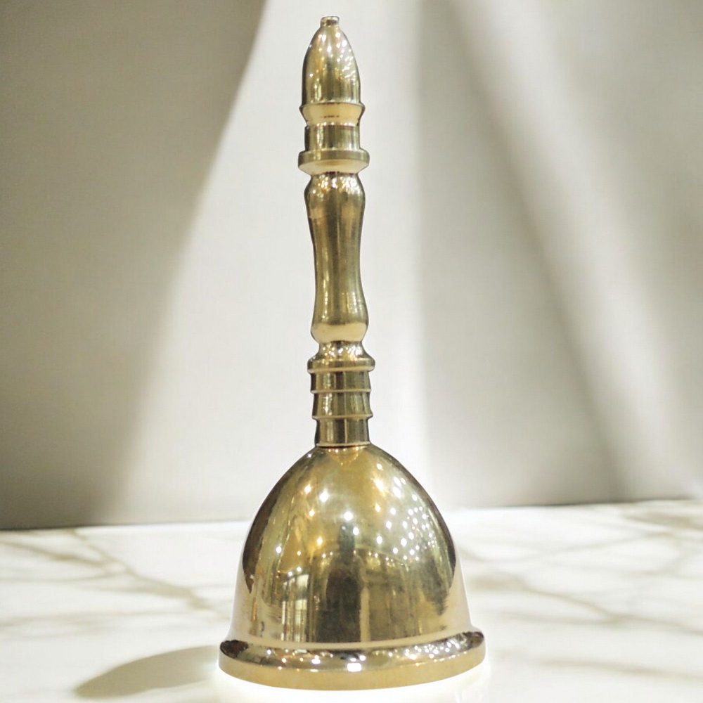 Brass Hand Bell (Ghanti), 5 inch, brass, Vedikcraft Moradabad