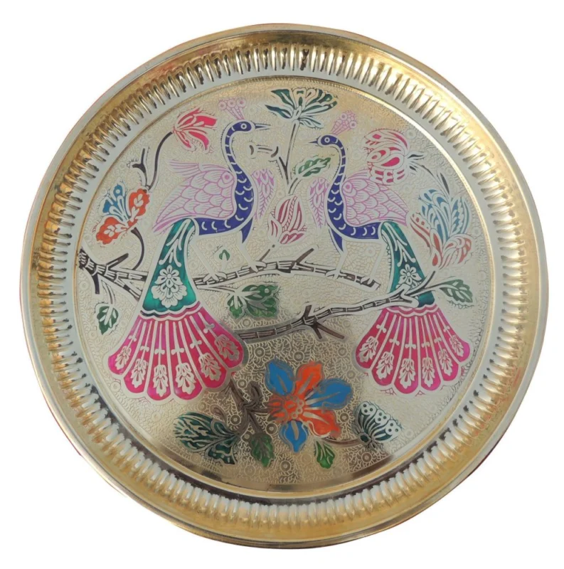 Brass Pooja Thali Set (Valvet Box), 1.36 kg