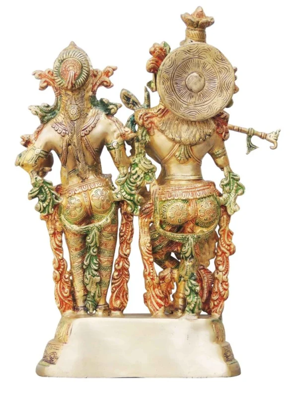 Radha Krishna Idol in Brass (Krishan Same), 16.8 inch