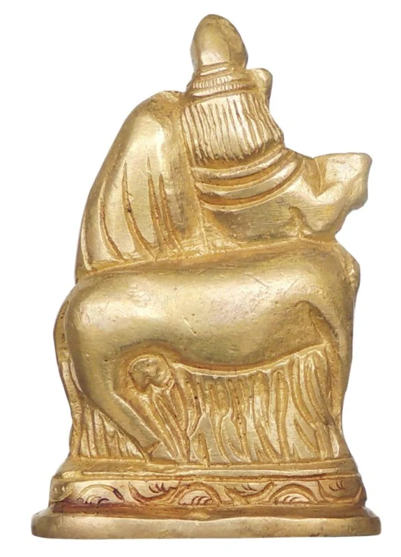 Krishna Ji with Cow Idol in Brass (Radha), 2.8 inch