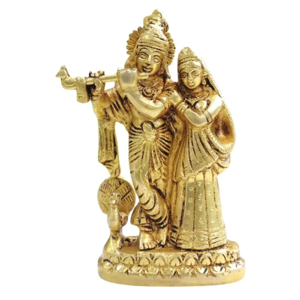Radha Krishna Idol in Brass, 6 inch, 1 kg, brass, Vedikcraft Moradabad