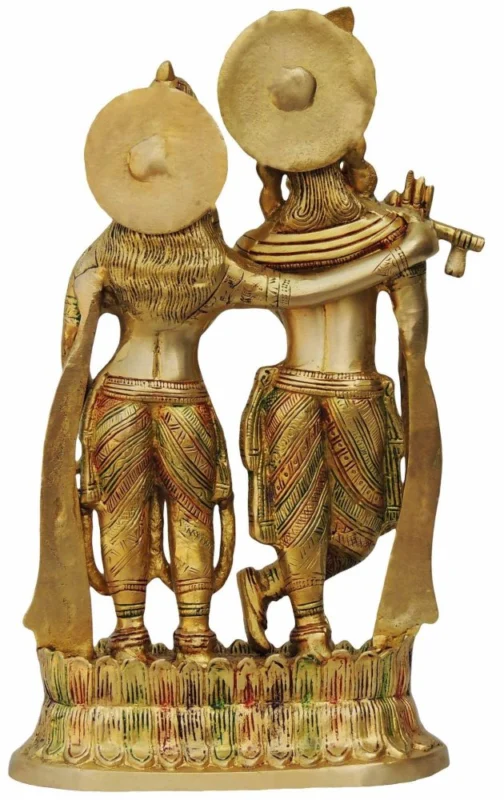 Radha Krishna Idol in Brass, 12.8 inch