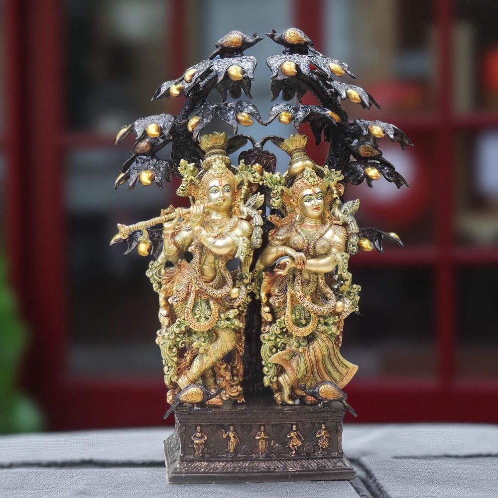 Radha Krishna Idol in Brass, brass, Vedikcraft Moradabad