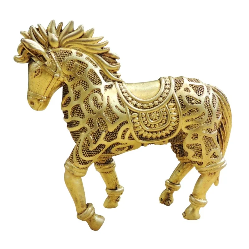 Brass Horse Showpiece (Running Vastu), 4 inch – for Table Décor