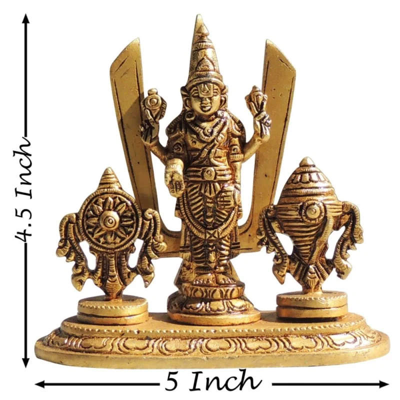 Tirupati Balaji Idol in Brass (Chakra Triupati), 4.5 inch – for Home Mandir