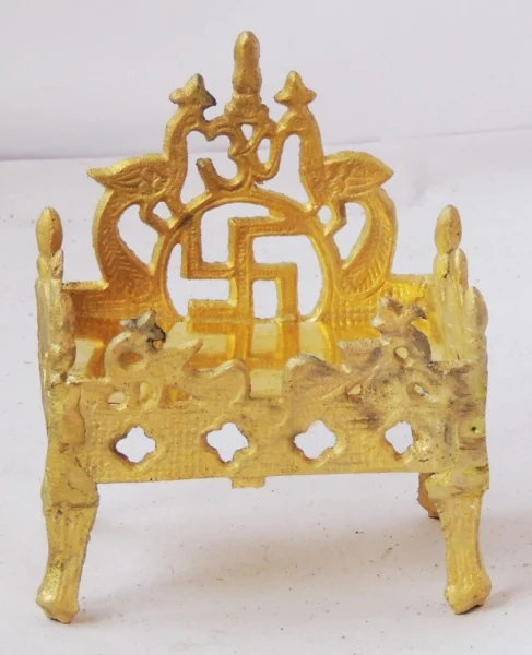 Brass Singhasan for Laddu Gopal and Idols (Shingasan), 5.4 inch, brass, Vedikcraft Moradabad