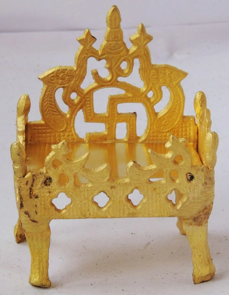Brass Singhasan for Laddu Gopal and Idols (Shingasan), 5 inch, brass, Vedikcraft Moradabad
