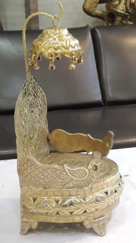 Brass Singhasan for Laddu Gopal and Idols (Shinghasan), 14.7 inch