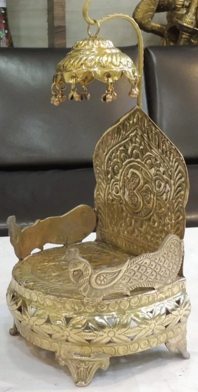 Brass Singhasan for Laddu Gopal and Idols (Shinghasan), 14.7 inch