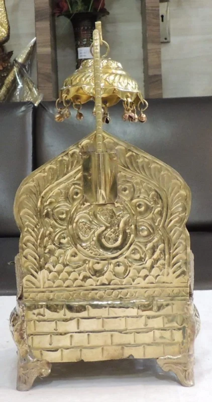 Brass Singhasan for Laddu Gopal and Idols (Shinghasan), 14.7 inch