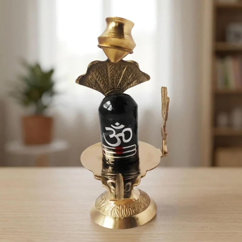 Shivling Idol in Brass (Shiv Ling), 6.2 inch – for Home Mandir (No. 4)