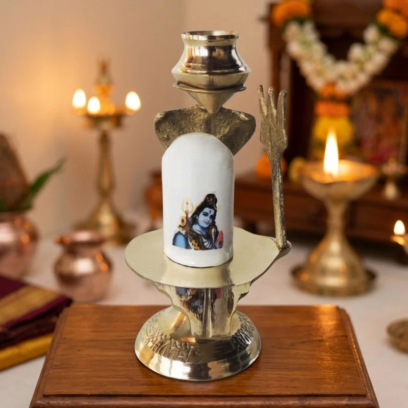 Shivling Idol in Brass (Shiv Ling), 4.3 inch – for Home Mandir (No. 2)