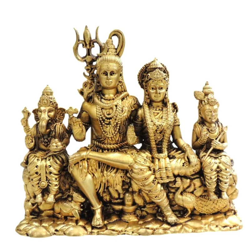 Shiv Parivar Idol in Brass (Large), 5.2 inch – for Home Mandir