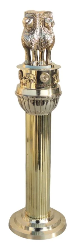 Ashoka Pillar (Ashok Stambh) Statue in Brass (Lath), 1.28 kg – for Office Desk