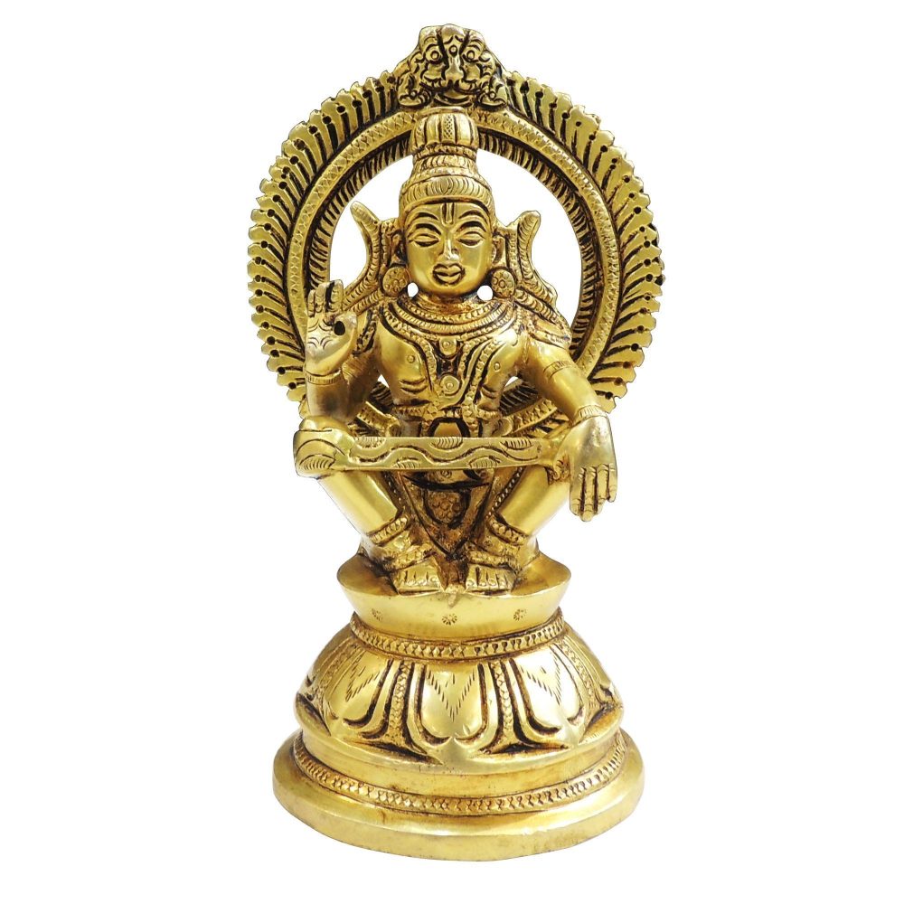 Deity Idol in Brass (Ayyappan), 7.2 inch, brass, Vedikcraft Moradabad