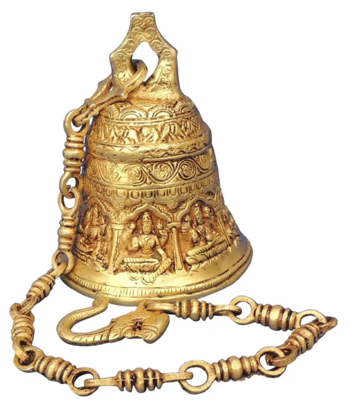 Brass Hanging Temple Bell (Ghanti), 7 inch, 3.16 kg