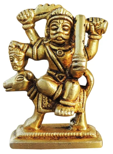 Deity Idol in Brass (Bhairav Baba), 2.7 inch, brass, Vedikcraft Moradabad