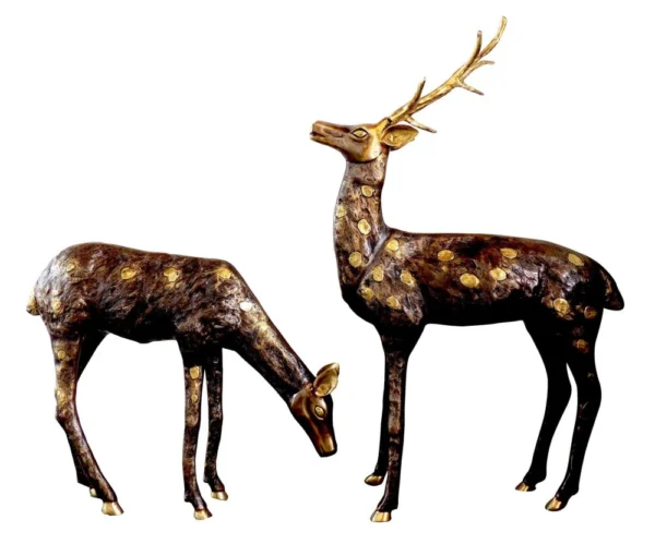Brass Deer Showpiece Pair (Big), 42.5 inch, brass, Vedikcraft Moradabad