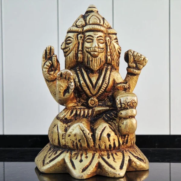 Brahma Ji Idol in Brass, 2.2 inch, brass, Vedikcraft Moradabad