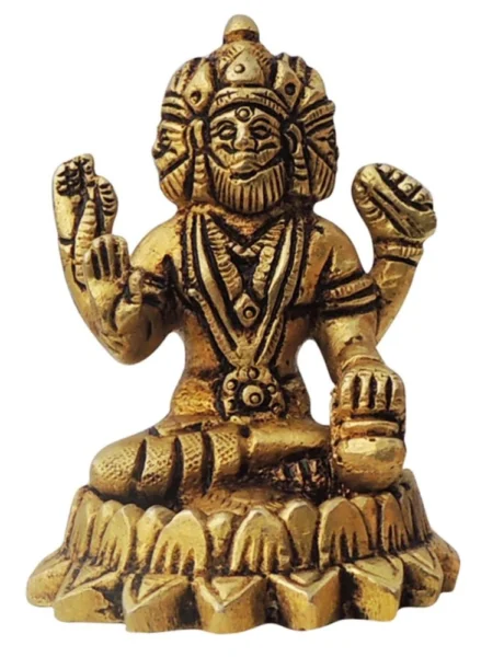 Brahma Ji Idol in Brass, 3 inch, brass, Vedikcraft Moradabad