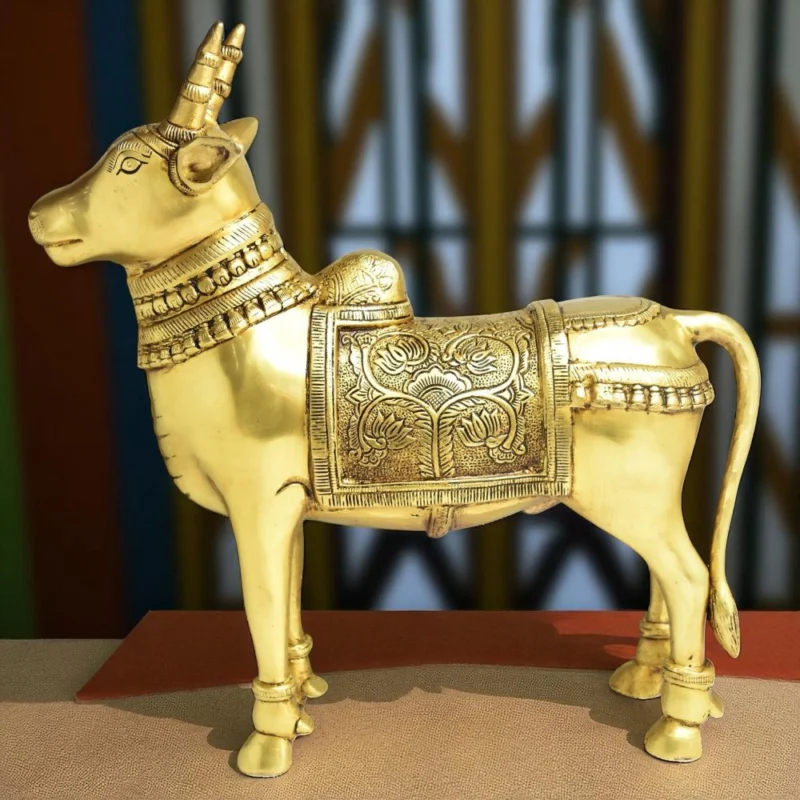 Brass Cow Showpiece, 16 inch – for Living Room and Entrance