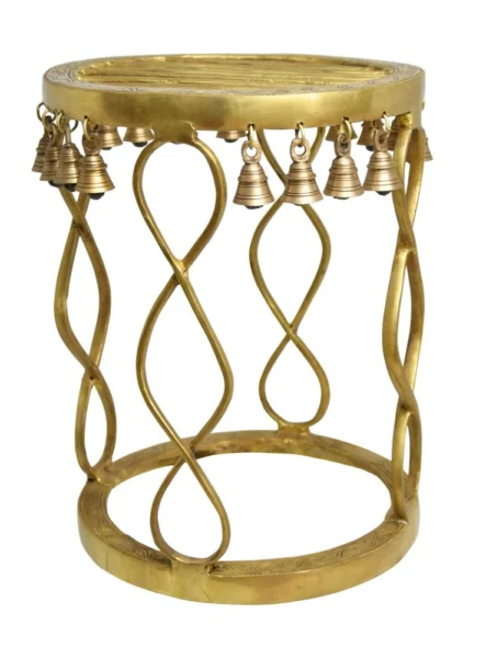 Brass Chowki for Pooja (Bajot) (Stool), 11.5 inch, brass, Vedikcraft Moradabad