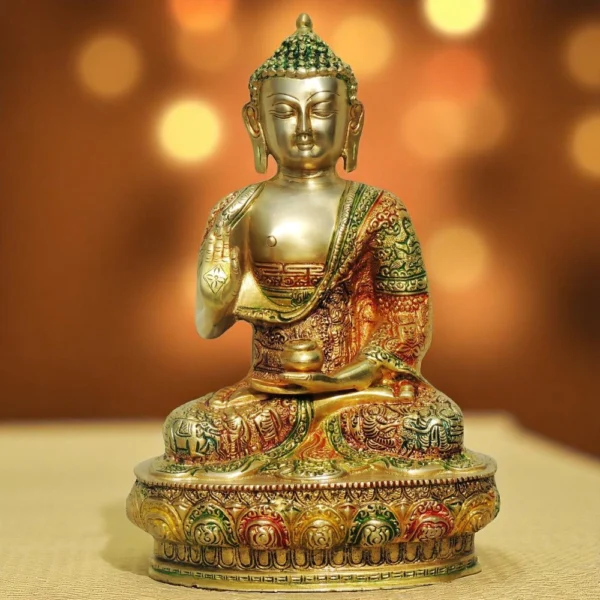 Buddha Idol in Brass (Big), 12.5 inch, brass, Vedikcraft Moradabad