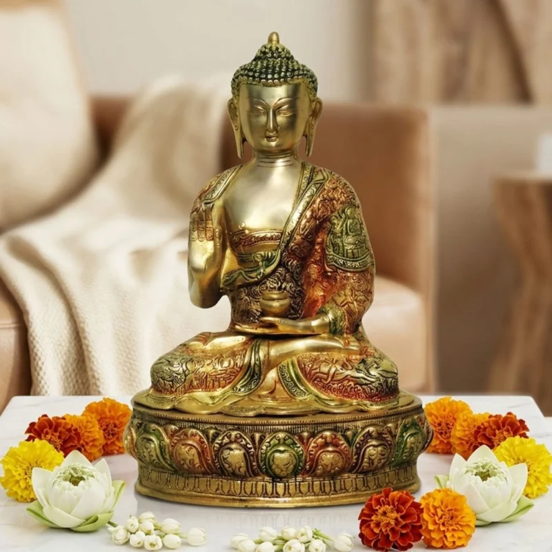 Buddha Idol in Brass (Big), 14 inch – for Pooja Room