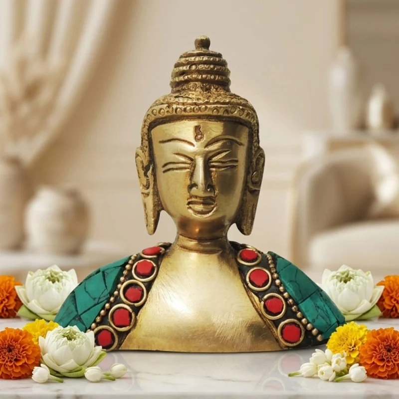 Buddha Idol in Brass, Bust (Face), 3.5 inch, design BS840-A – for Desk and Car