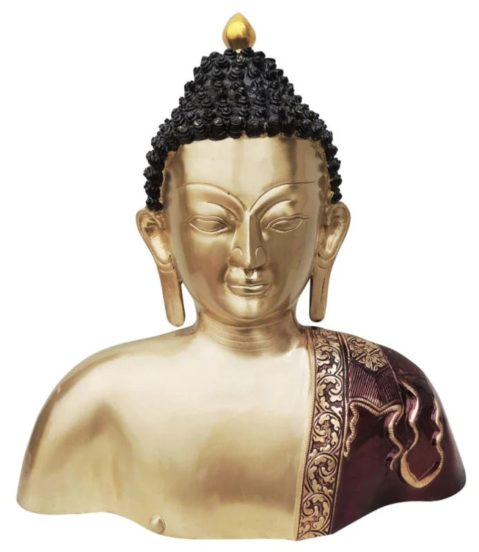 Buddha Idol in Brass, Bust (Head Chest), 18 inch