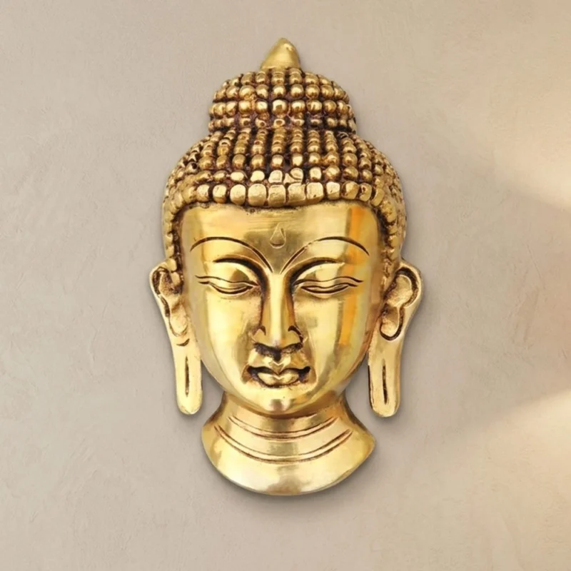 Buddha Idol in Brass, Bust (Head), 4 inch – for Home Mandir