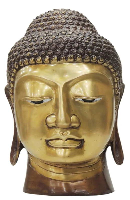 Buddha Idol in Brass, Bust (Head), 9.5 inch