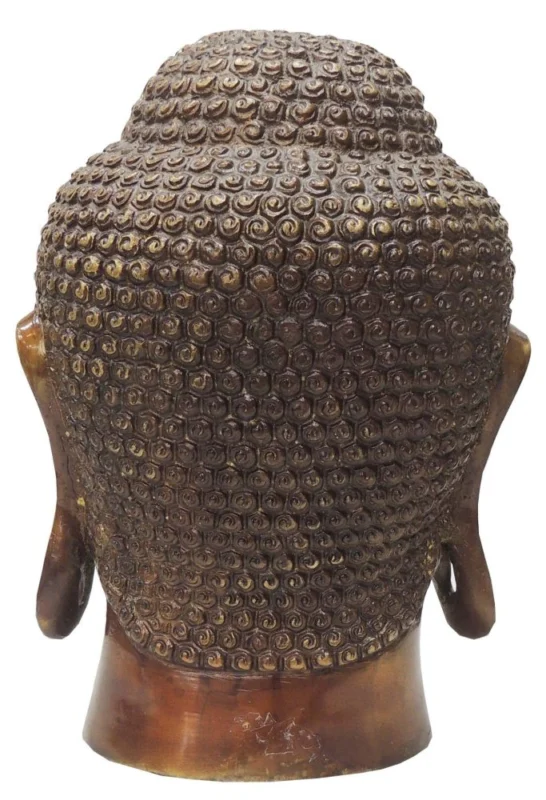Buddha Idol in Brass, Bust (Head), 9.5 inch