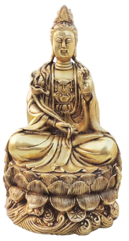 Buddha Idol in Brass, 11 inch