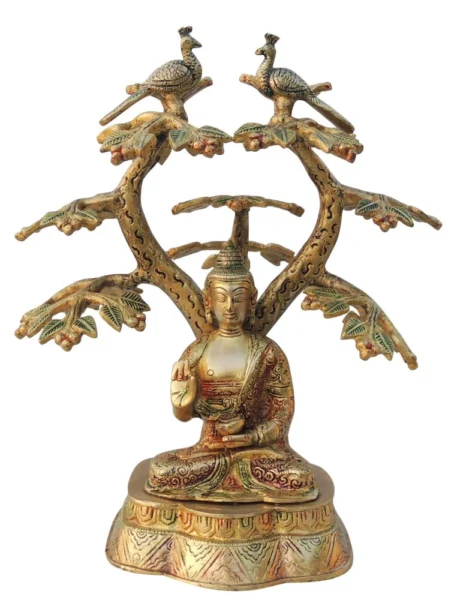 Buddha Idol in Brass (Under), 12.5 inch, brass, Vedikcraft Moradabad