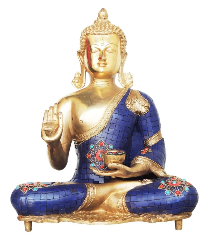 Buddha Idol in Brass, 15.3 inch