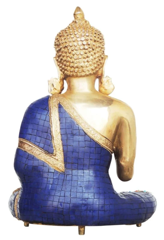Buddha Idol in Brass, 15.3 inch