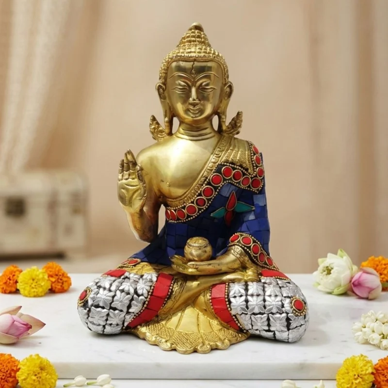 Buddha Idol in Brass (Budha), 8 inch – for Pooja Room