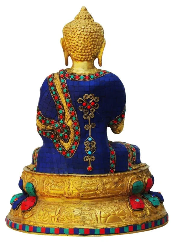 Buddha Idol in Brass (Budha Turquoise), 16 inch