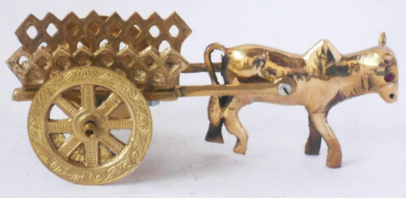 Brass Miniature Bull Cart, 3.5 inch, 380 g