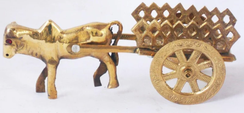 Brass Miniature Bull Cart, 3.5 inch, 380 g