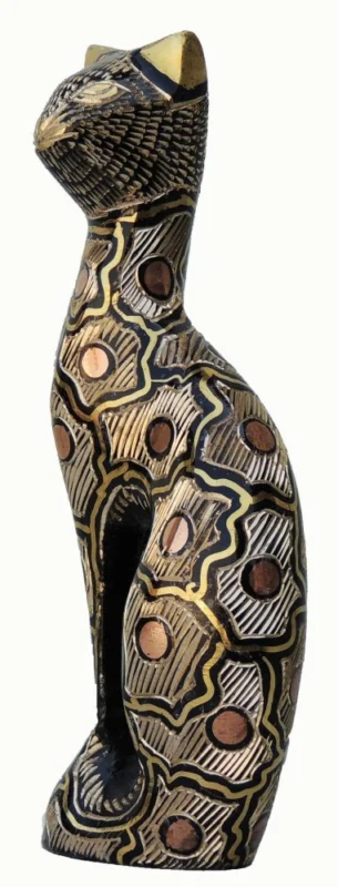 Brass Cat Showpiece, 6 inch, design AN044-D – for Table Décor